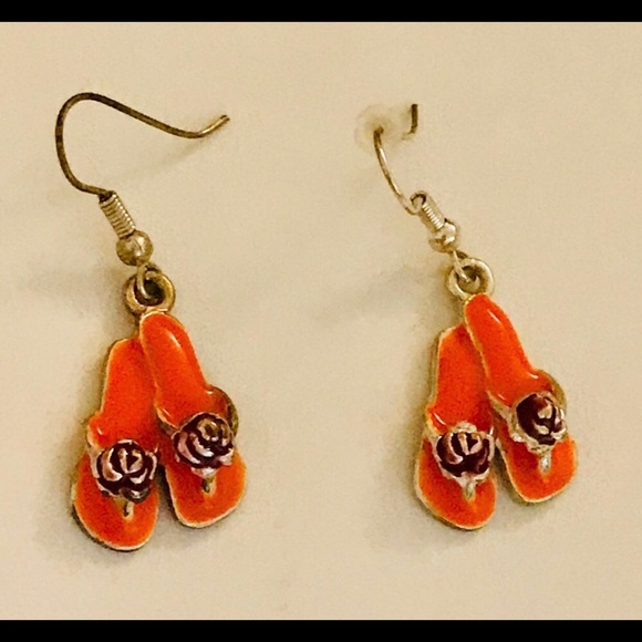New 3 Pair Blue Red Orange Sandals Enamel Earrings - Picture 14 of 16